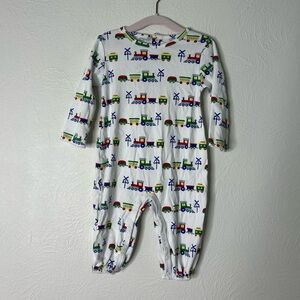 Beaufort Bonnet Company Train Print Long Sleeve Romper Pima Cotton Size 6-12M